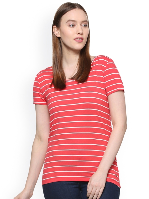 

Allen Solly Woman Red Striped Scoop Neck T-shirt