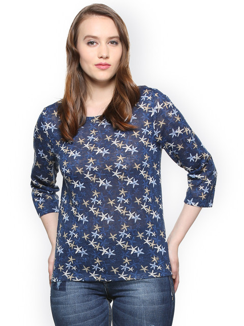 

Allen Solly Woman Navy Blue Printed Top