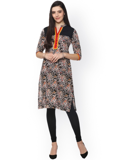 

Soch Women Black & White Printed Straight Kurta