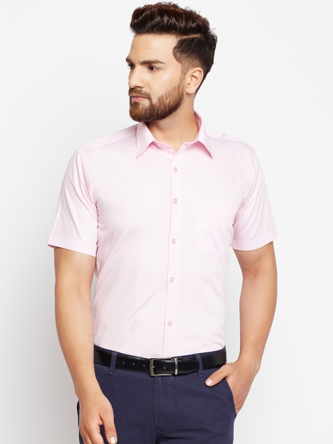 

Hancock Men Pink Slim Fit Solid Formal Shirt