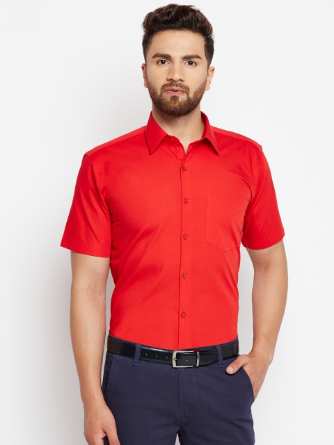

Hancock Men Red Slim Fit Solid Formal Shirt