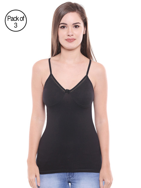 

Bodycare Women Black Solid Pack of 3 Camisoles E30BBB
