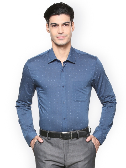 

Peter England Elite Men Blue Slim Fit Self Design Formal Shirt