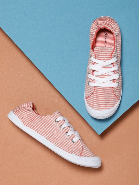 

Mast & Harbour Women Red & White Striped Sneakers