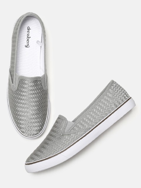 

DressBerry Women Grey Slip-On Sneakers