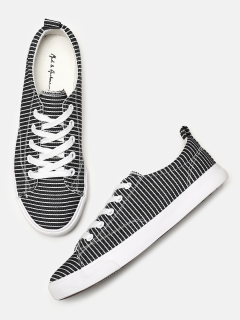 

Mast & Harbour Women Black Striped Sneakers