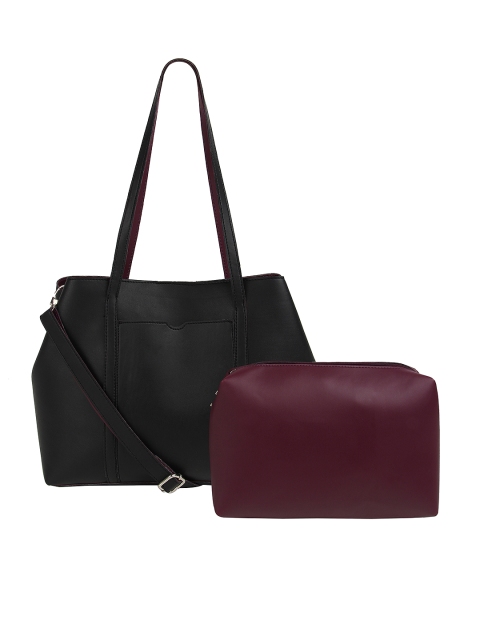 

Toteteca Black & Burgundy Solid Shoulder Bag with Pouch