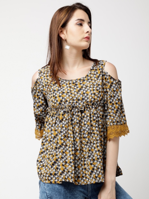 

Tokyo Talkies Women Mustard Printed Top