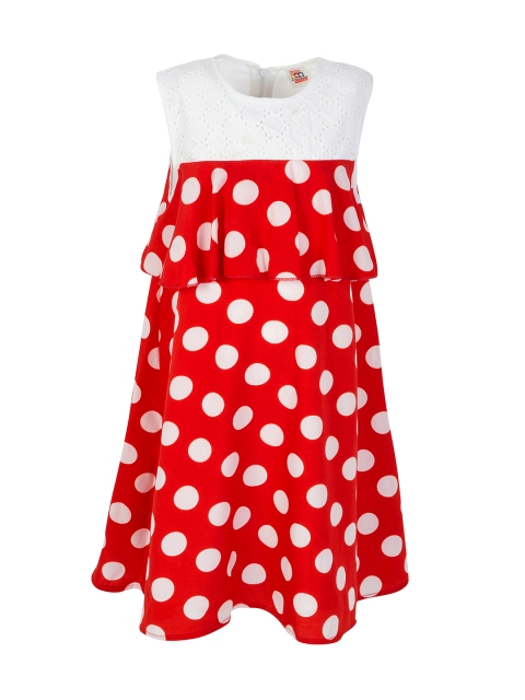 

Stylo Bug Girls Red Printed Fit and Flare Dress