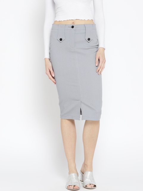 

Rider Republic Grey Solid Pencil Skirt