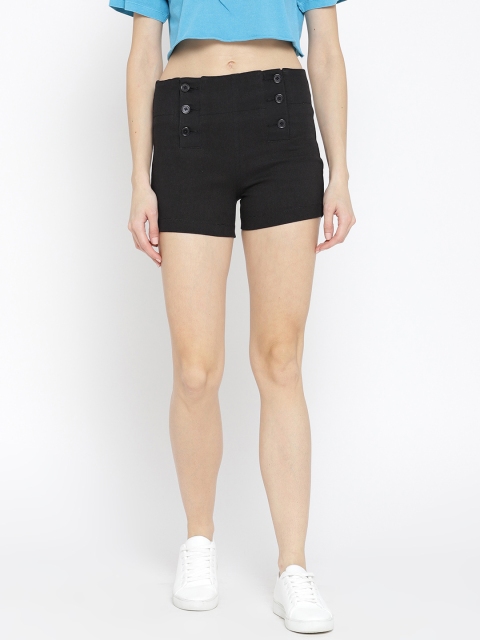 

Rider Republic Women Black Solid Regular Fit Shorts