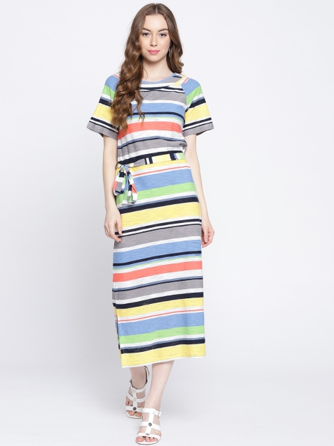 

I AM FOR YOU Women Multicoloured Striped Maxi Dress, Multi