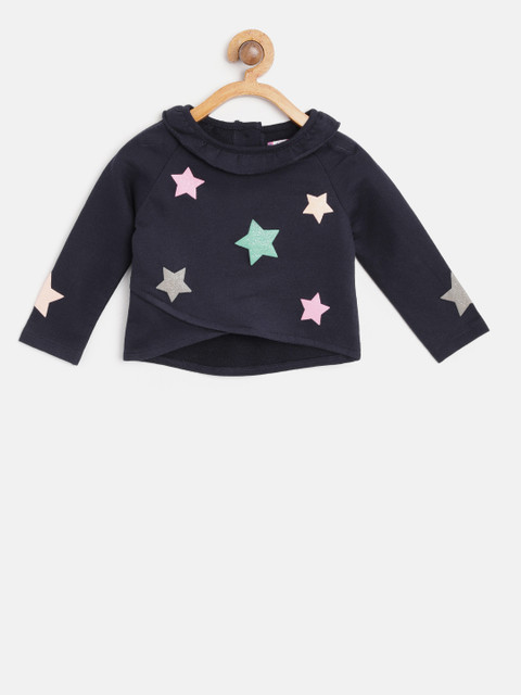

Nauti Nati Girls Navy Blue Printed Sweatshirt