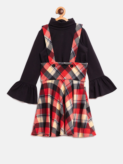

Nauti Nati Girls Red Checked Pinafore Dress with Top