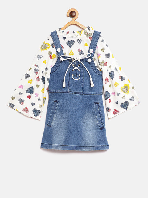 

Nauti Nati Girls Blue Denim Pinafore Dress with Top