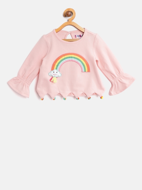 

Nauti Nati Girls Peach-Coloured Printed Detail Sweatshirt