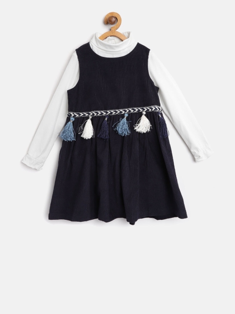

Nauti Nati Girls Navy Blue Solid Fit & Flare Dress