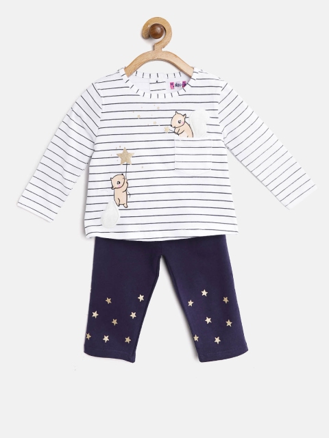

Nauti Nati Girls White & Navy Striped Top with Leggings