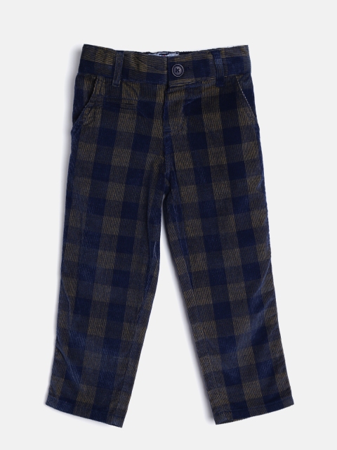 

Nauti Nati Boys Navy Blue & Brown Regular Fit Self-Checked Corduroy Trousers