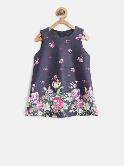 

Nauti Nati Girls Navy Blue & Pink Floral Print A-Line Dress