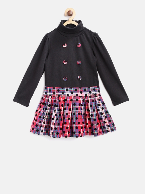 

Nauti Nati Girls Black & Pink Checked Fit & Flare Dress