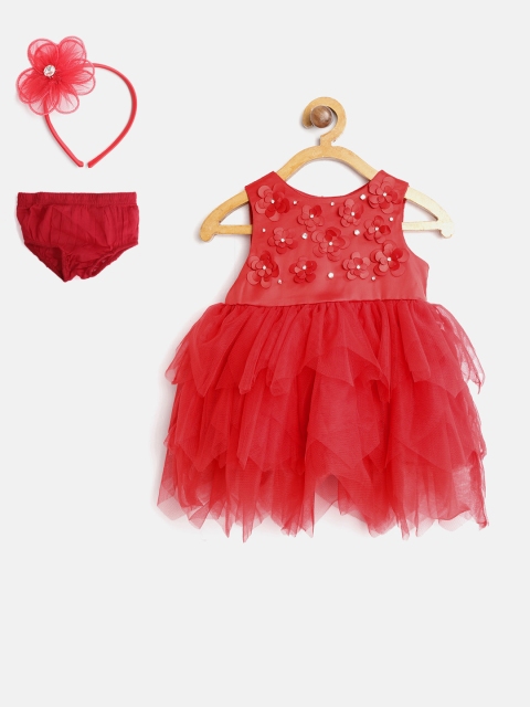 

Nauti Nati Girls Red Embellished Fit & Flare Dress