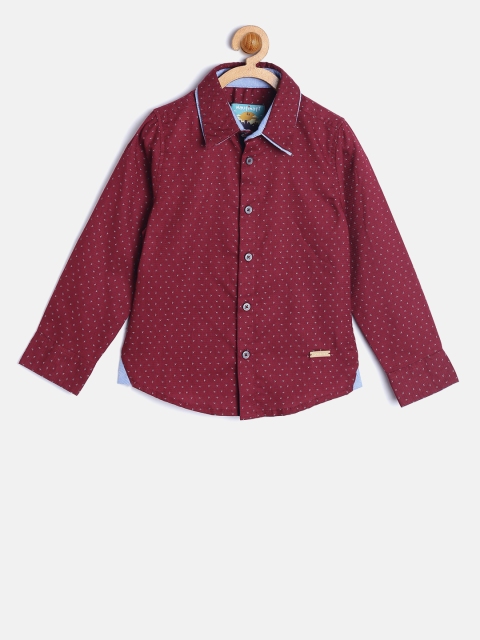 

Nauti Nati Boys Maroon Printed Casual Shirt