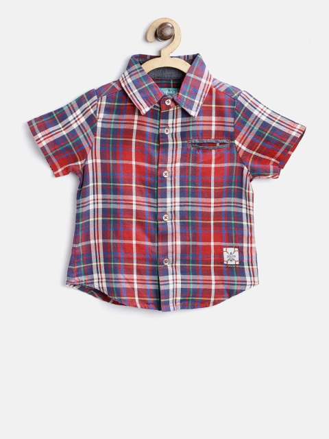 

Nauti Nati Boys Red & Blue Regular Fit Checked Casual Shirt