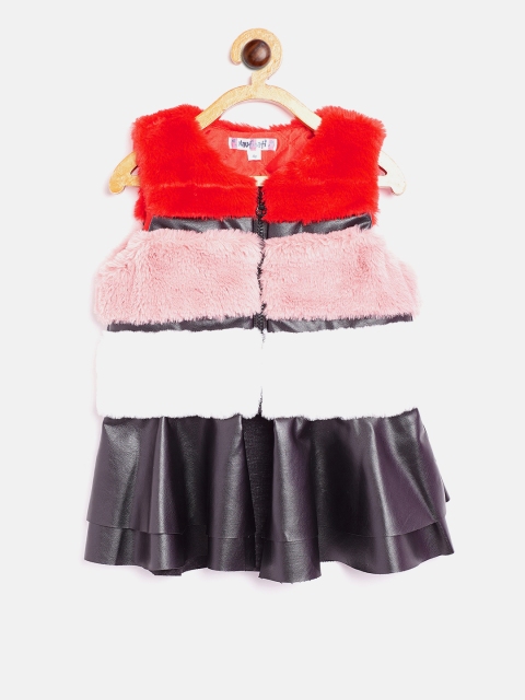 

Nauti Nati Girls Red & Pink Colourblocked Faux Fur Tailored Jacket