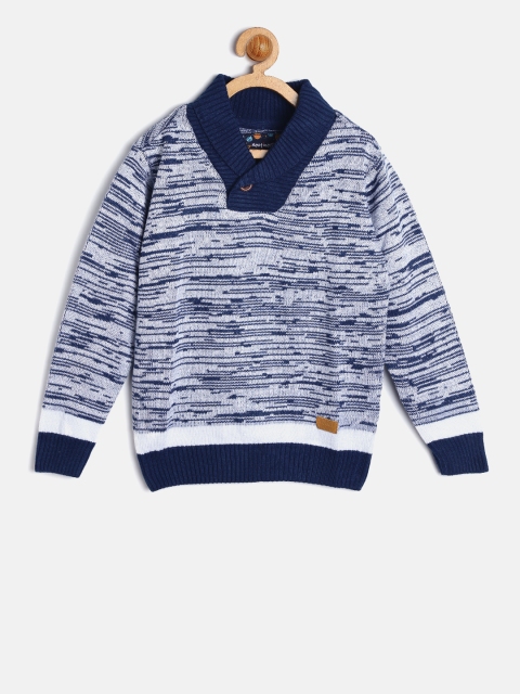 

Nauti Nati Boys Navy Blue & Off-White Self Design Pullover