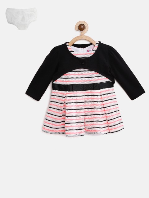 

Nauti Nati Girls White & Black Striped Fit & Flare Dress