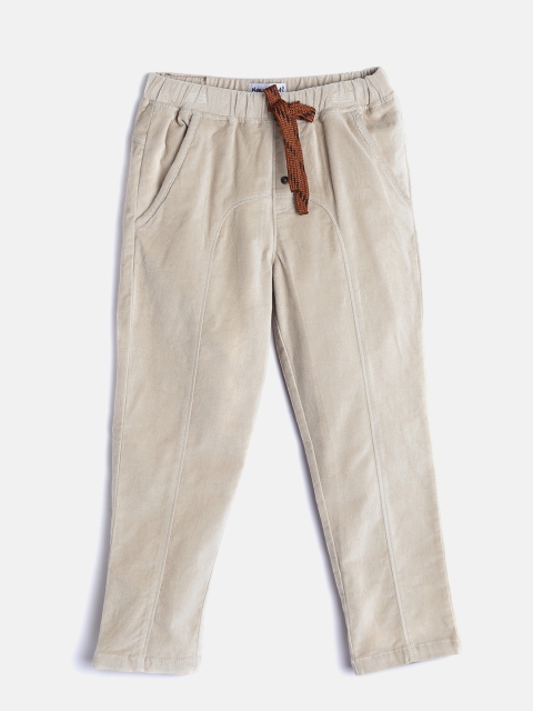 

Nauti Nati Boys Beige Regular Fit Solid Corduroy Trousers
