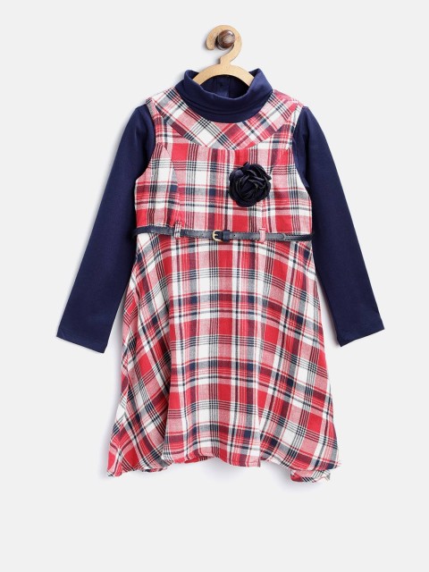 

Nauti Nati Girls Red & Off-White Checked A-Line Dress