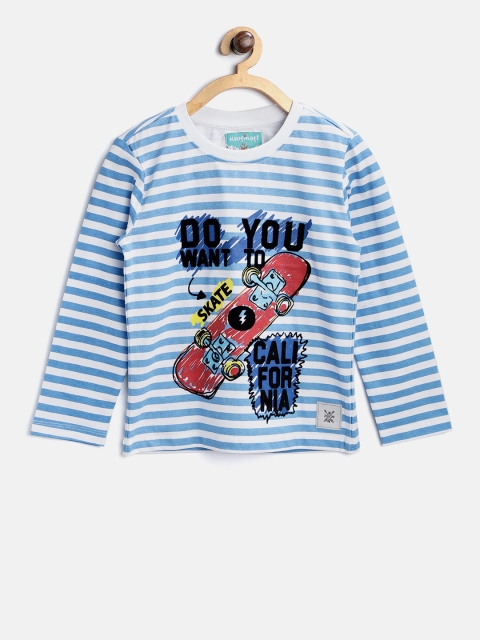 

Nauti Nati Boys Blue & White Striped Round Neck T-shirt