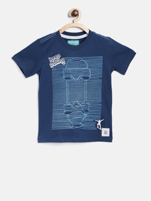 

Nauti Nati Boys Navy Blue Printed Round Neck T-shirt