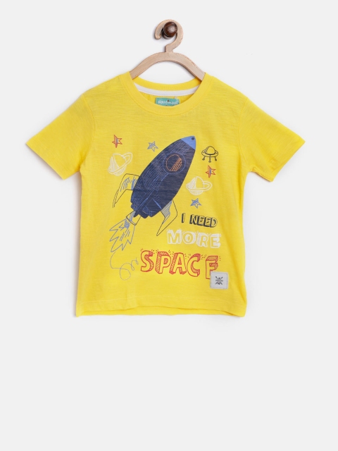 

Nauti Nati Boys Yellow Printed Round Neck T-shirt