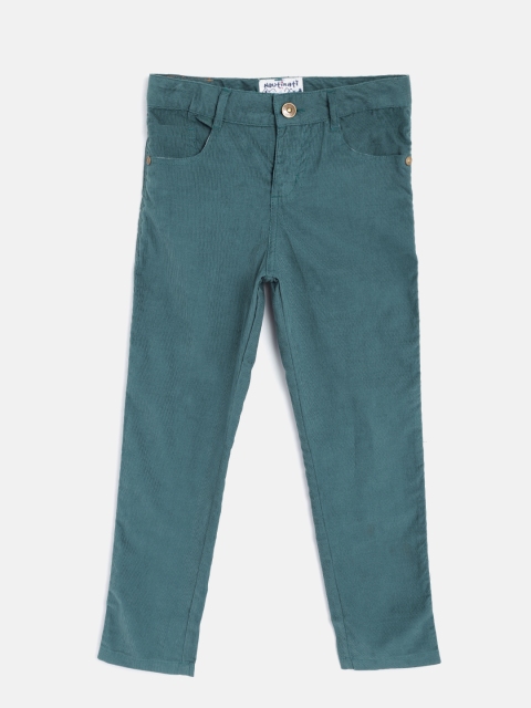 

Nauti Nati Boys Teal Green Regular Fit Corduroy Regular Trousers