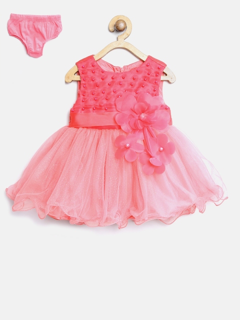 

Nauti Nati Girls Coral Pink Embellished Fit and Flare Dress