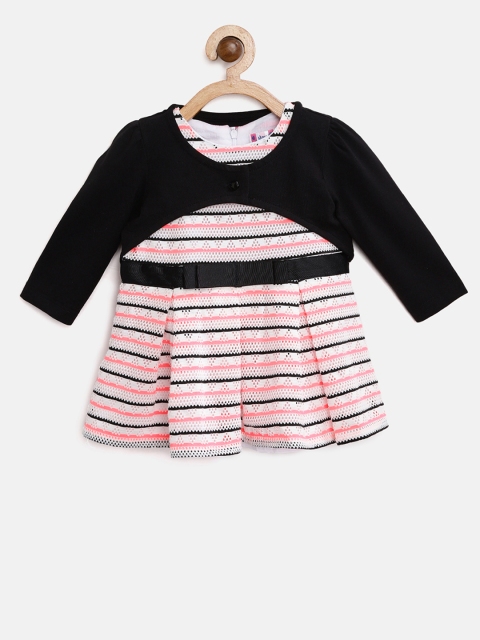 

Nauti Nati Girls White & Black Striped Fit & Flare Dress