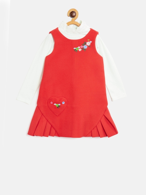 

Nauti Nati Girls Red Solid A-Line Dress with Top