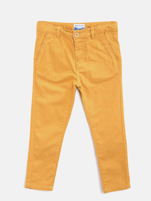 

Nauti Nati Boys Mustard Yellow Solid Regular Trousers