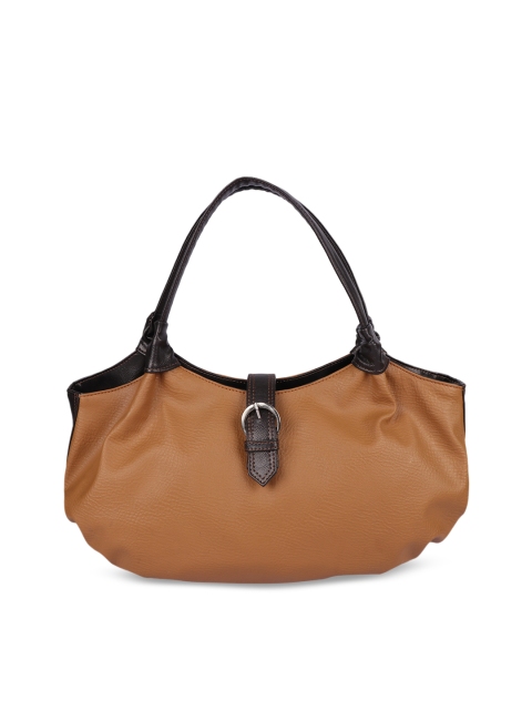 

OsaiZ Tan & Black Solid Hobo Bag