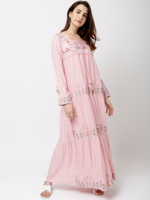 

Tokyo Talkies Women Pink Solid Maxi Dress
