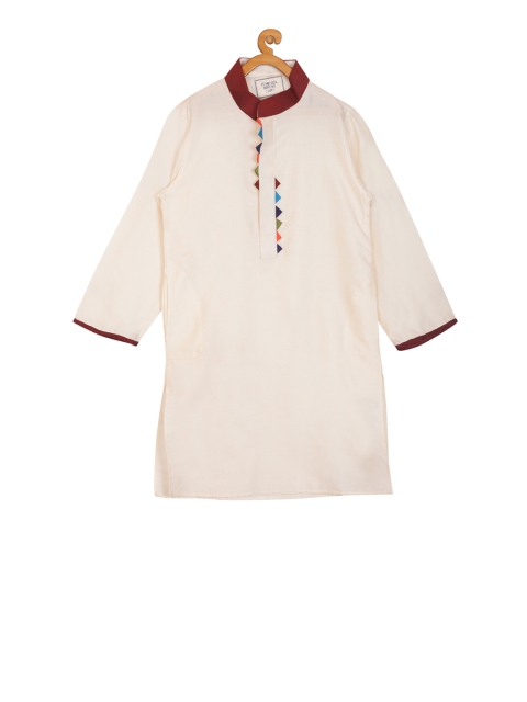 

KISAH Boys Cream-Coloured Solid Straight Kurta