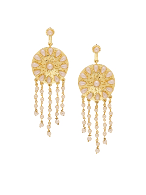 

Voylla Gold-Toned Circular Drop Earrings