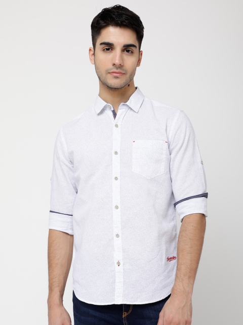 

LOCOMOTIVE Men White & Black Slim Fit Printed Casual Shirt