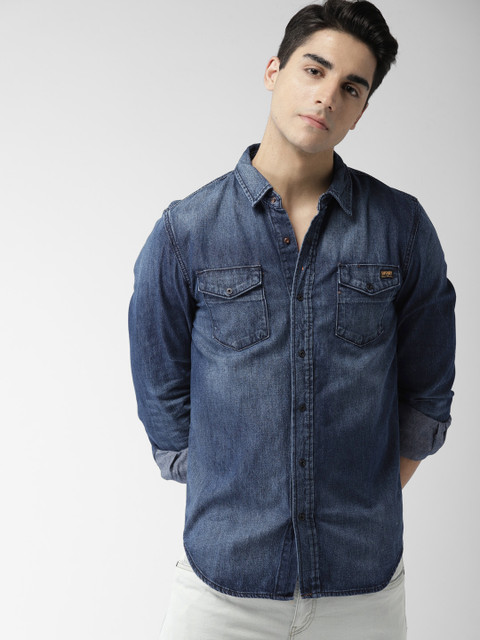

Superdry Men Blue Slim Fit Faded Denim Shirt