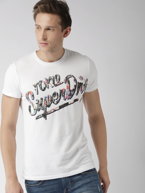 

Superdry Men White Printed Round Neck T-shirt