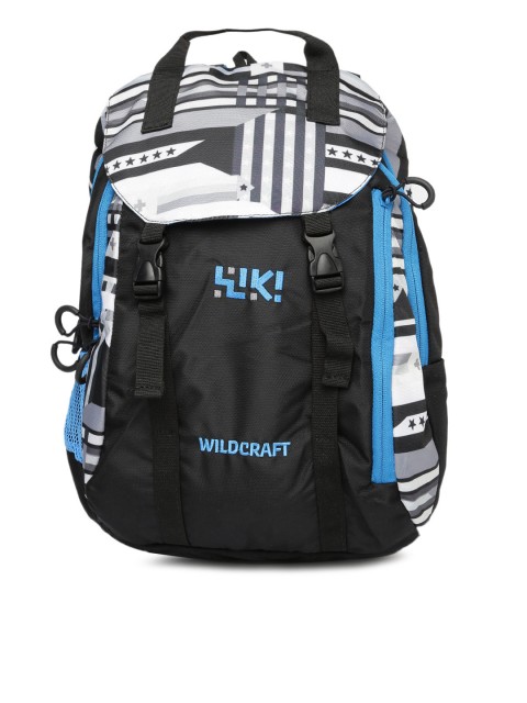 

Wildcraft Unisex Black & Blue Printed Whirl Backpack