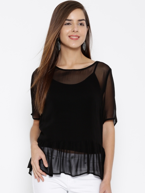 

ONLY Women Black Sheer Top
